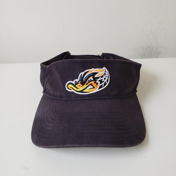 Akron RubberDucks Visor Hat Cap Strap Back Black 47 MiLB Baseball Preowned - Picture 1 of 13